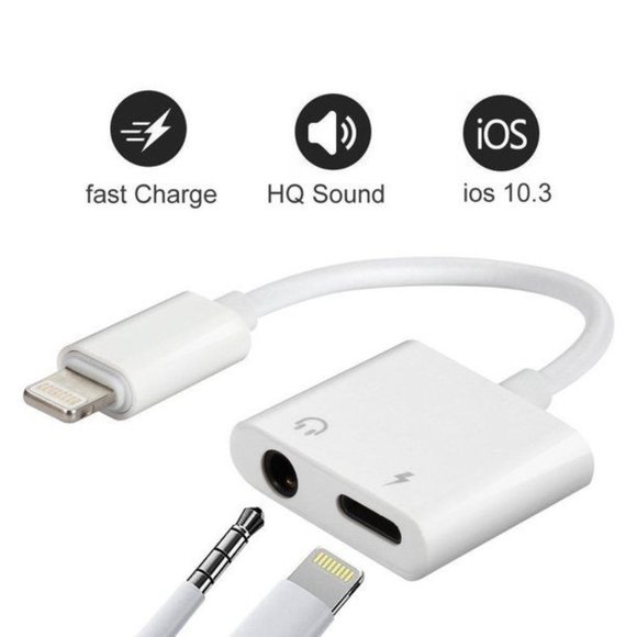 2 in 1 iPhone Aux Audio Adaptor and charging Port - New in Box - Picture 5 of 5